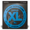 D'Addario ETB92M XL Nylon Tapewound Bass Guitar Strings Medium Scale 50-105