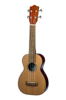 Leho LHUS-CF Ukulélé soprano table en cèdre massif avec dos et éclisses en érable flammé