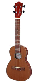 Leho LHUC-CF-TB Ukulélé de voyage de concert, table en cèdre massif, dos en érable flammé/arche avec housse de transport