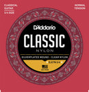 D'Addario EJ27N 3/4 Student Nylon Fractional Classical Guitar Strings Normal Tension