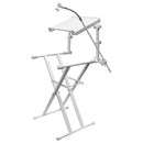 Odyssey LTBXS2MTCPWHT - White Two Tier X-Stand with Mic Boom and Top Shelf