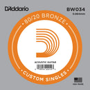 D'Addario BW034 Bronze Wound Acoustic Guitar Single String .034