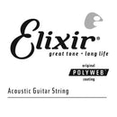 Elixir 13122 Bronze 80/20 Guitare acoustique .022 Corde simple avec revêtement Polyweb