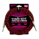 Câble tressé droit Ernie Ball 6396EB (rouge noir) - 18'