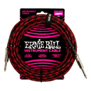 Ernie Ball 6398EB Straight Braided Cable (Red Black) - 25ft