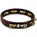 Toca T1010D Tambourin en bois d'acacia 10" - Rangée simple avec jingles en laiton et nickel - Finition mate en bois foncé