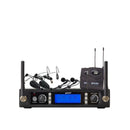 Gemini UHF-6200HL Système PLL sans fil double canal, comprend un récepteur UHF, 2 émetteurs ceinture et 2 microphones-cravate pour casque
