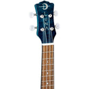 Luna FAUNA Ukulélé de concert acoustique/électrique en érable matelassé avec préampli - Bleu transparent
