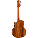 Luna VISTAEAGLE Guitare acoustique/électrique à 12 cordes en bois tropical avec étui rigide - Naturel brillant