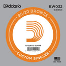 D'Addario BW032 BRONZE BLAINE ACUSTIQUE GUITARE Single String .032